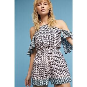 New Anthropologie x Elevenses Madalenna Open-Shoulder Romper $98 SMALL